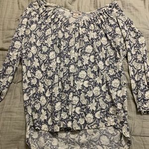 Lucky Brand grey flowered blouse